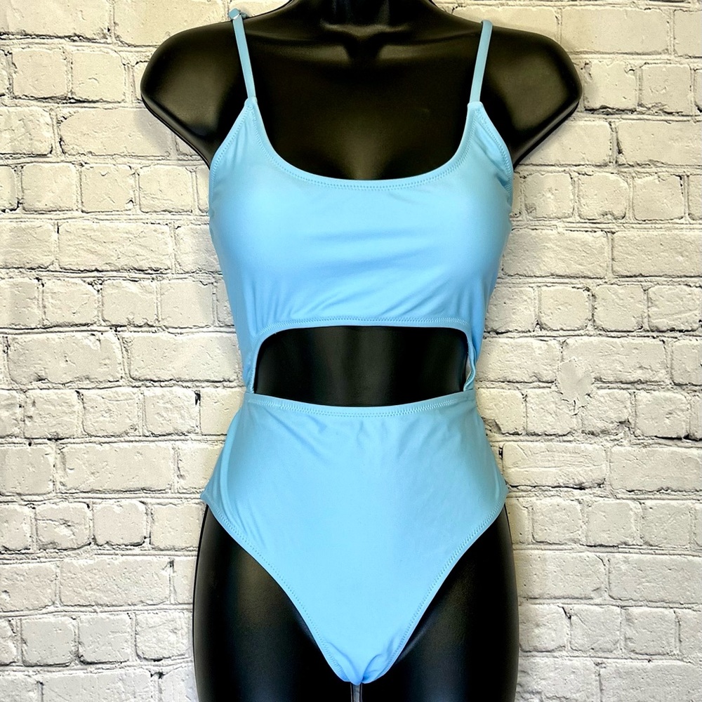 NWOT Womens Sky Blue One Piece Swimsuit- medium